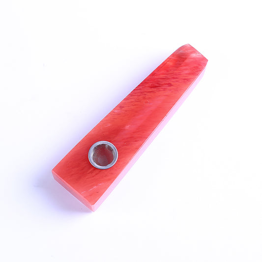 Pipa para fumar de cristal de cuarzo de piedra de fundición roja