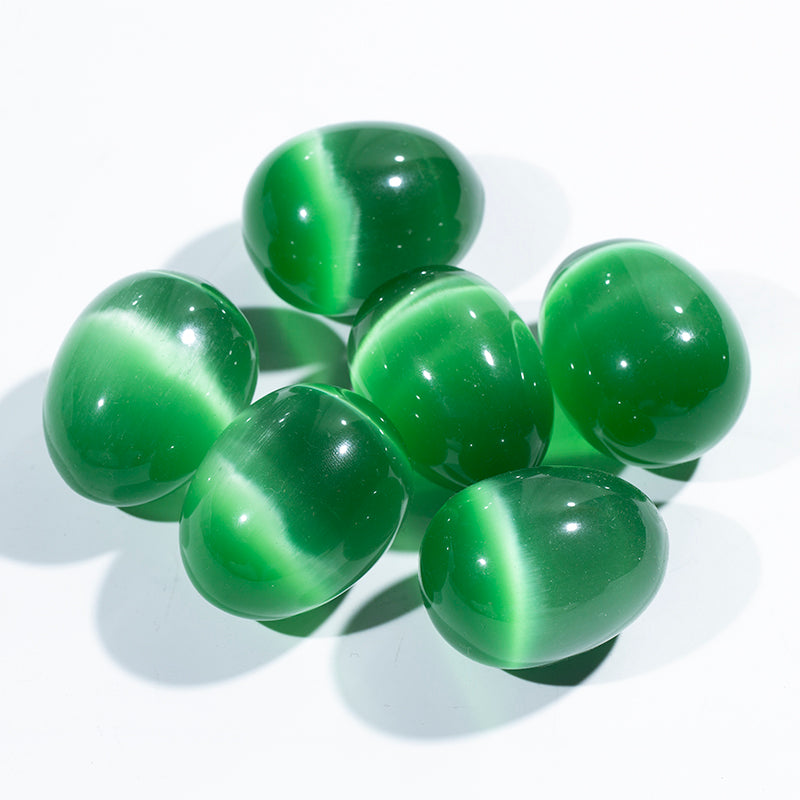 Venta al por mayor de piedras preciosas naturales huevo verde ojo de gato Yoni huevos cristalinos huevos vaginales para curar