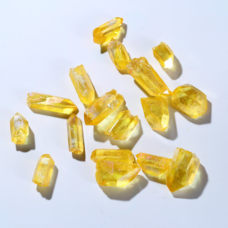 Big Size Wholesale Natural Yellow Aura Quartz Mineral Angel Crystal Points for Pendant