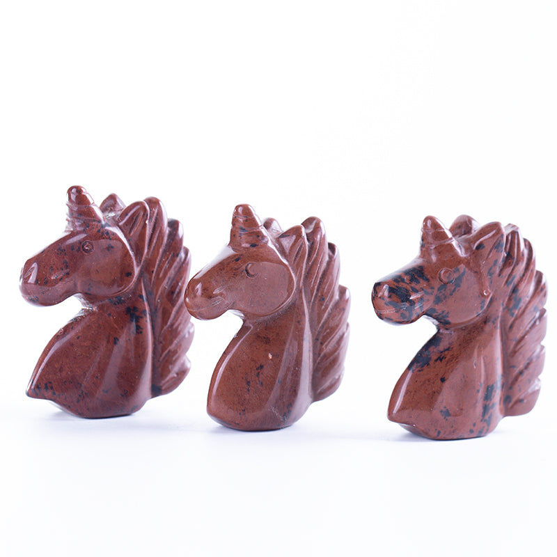 Crystal carving red obsidian unicorn