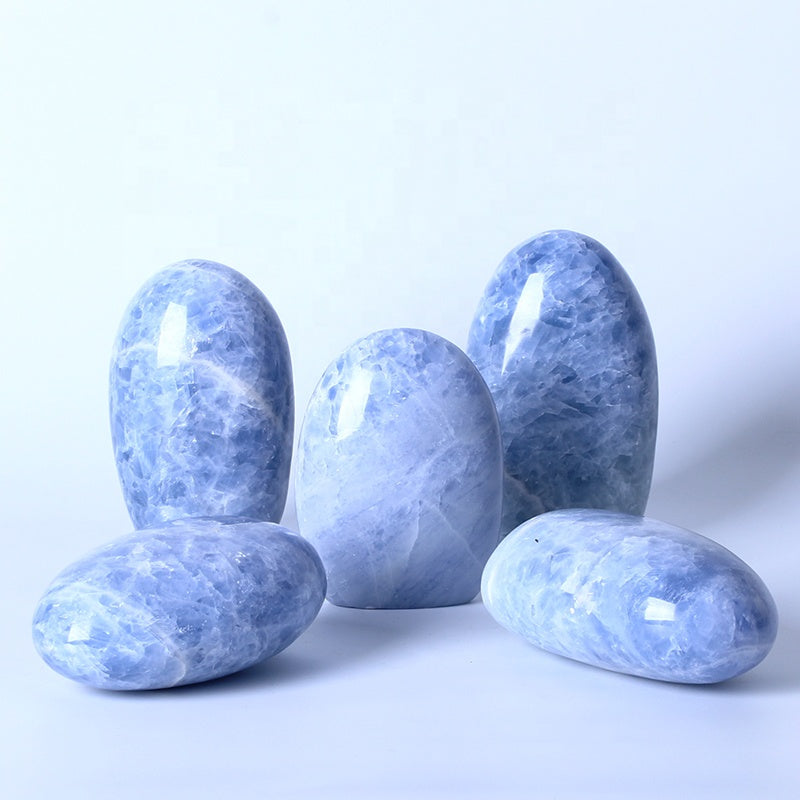 Natural High Quality Crystal Rock Stone Mineral specimen Rough Blue Calcite Standing Stone For Home Decoration