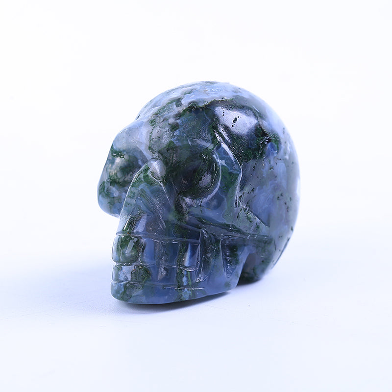 Calavera de cristal de piedra de ágata acuática de 2 pulgadas