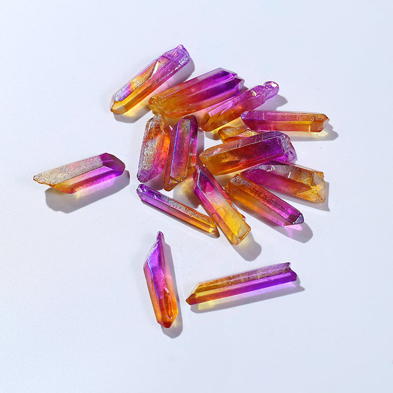 Varilla de cristal de aura de la suerte bicolor natural
