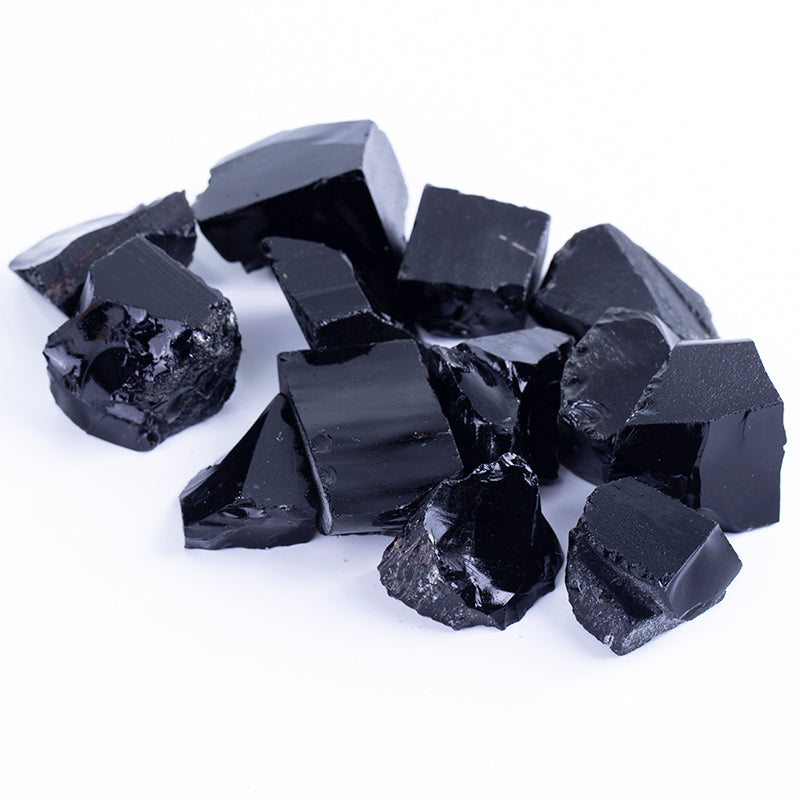 Black obsidian raw crystal gravel