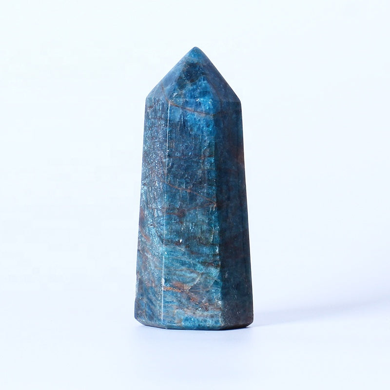 Polished Blue Apatite Obelisk Point Wand Tower Tock Crystal Single Points