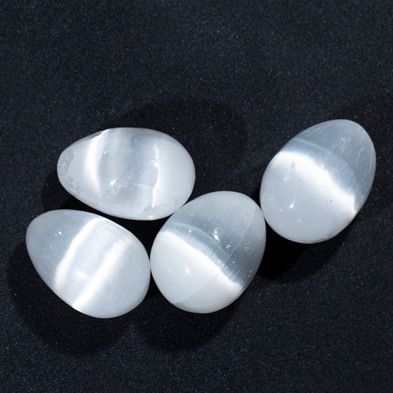 Polished gypsum eggs natural morocco selenite yoni eggs