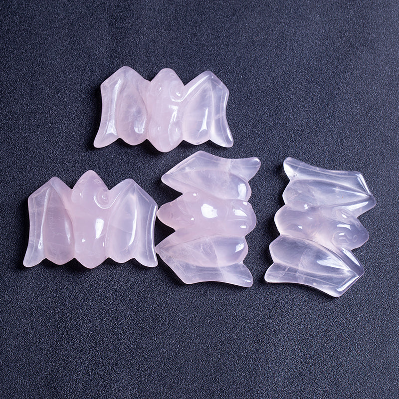 High quality hand carving animal bat pink crystal rose quartz