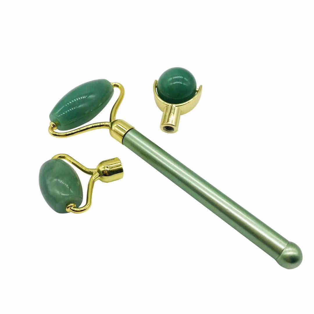 Natural Massager Roller Detachable Three Heads Crystal Facial Beauty Roller
