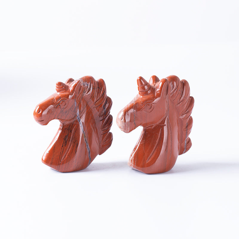 Unicornio cristal de unicornio jaspe rojo hecho a mano
