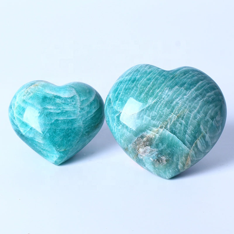 Corazón de cristal de cuarzo de piedra preciosa de amazonita pulida en forma de corazón azul tallado natural para regalo
