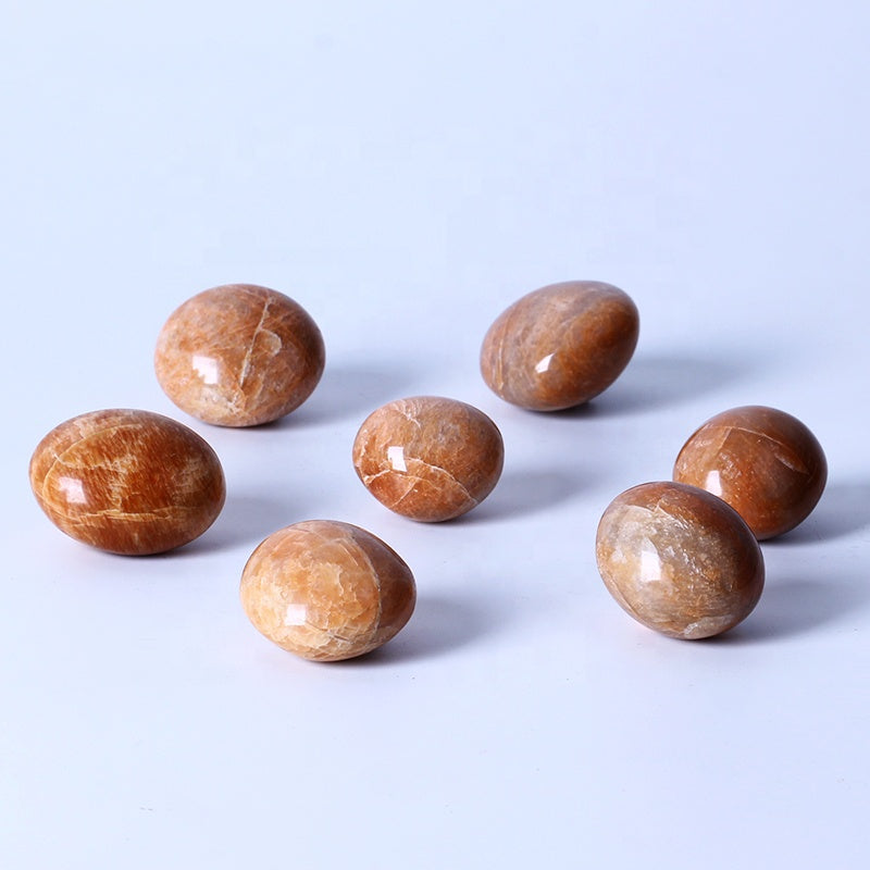 Natural Healing Crystal Reiki Gemstone Orange Moonstone Palm Stone For Decoration