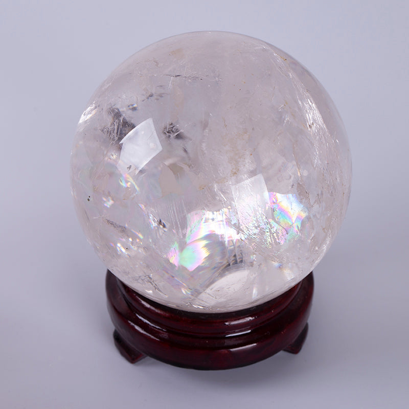 Bola de cristal blanca de cuarzo transparente arcoíris pulido de cristal Natural