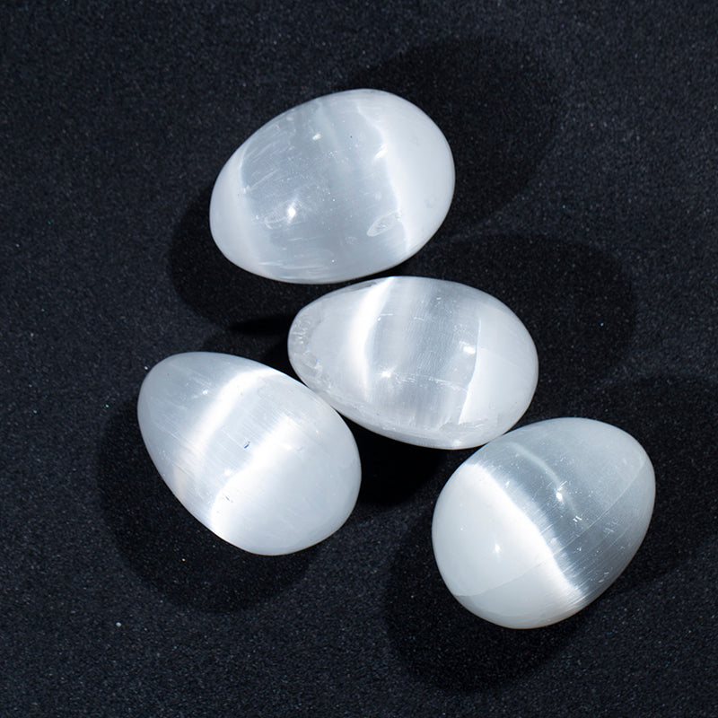 Polished gypsum eggs natural morocco selenite yoni eggs