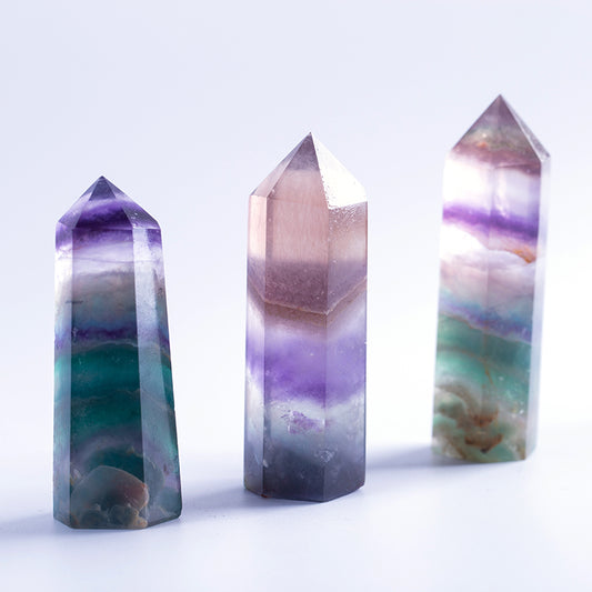 Natural Rainbow Colorful Fluorite Crystal Point Healing Crystal Obelisk
