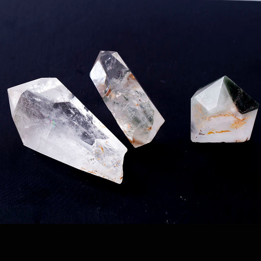 Venta al por mayor de puntos de curación de cristal de varita fantasma fantasma verde pulido de cuarzo Natural