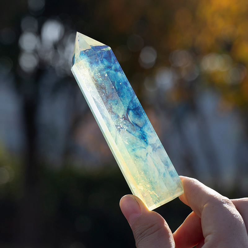 High quality quartz wand yellow melted crystal point