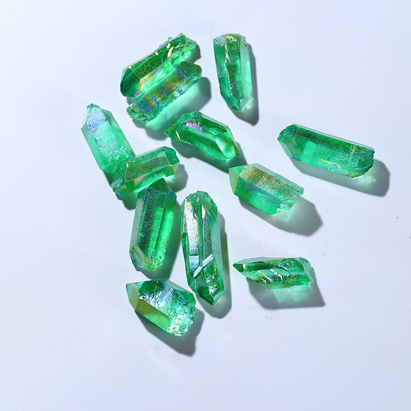 Natural Quartz Crystal Wands Point Aura Angel Green Crystal Point for Healing