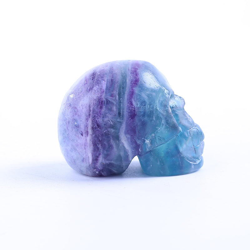 Calavera de cristal de cuarzo fluorita arcoiris