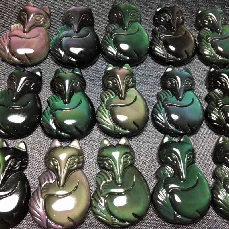 Natural colored obsidian crystal carving legends pendant