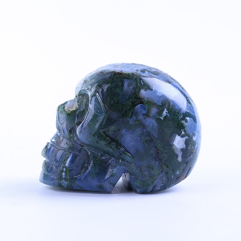 Calavera de cristal de piedra de ágata acuática de 2 pulgadas
