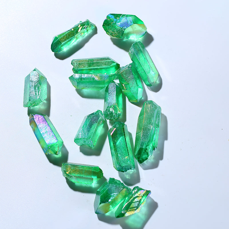 Natural Quartz Crystal Wands Point Aura Angel Green Crystal Point for Healing