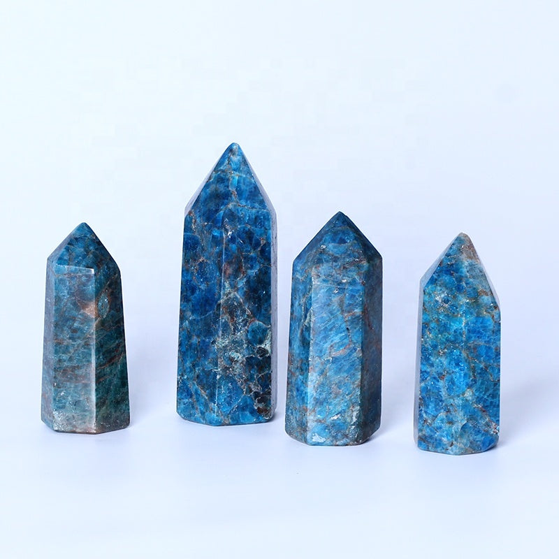 Polished Blue Apatite Obelisk Point Wand Tower Tock Crystal Single Points