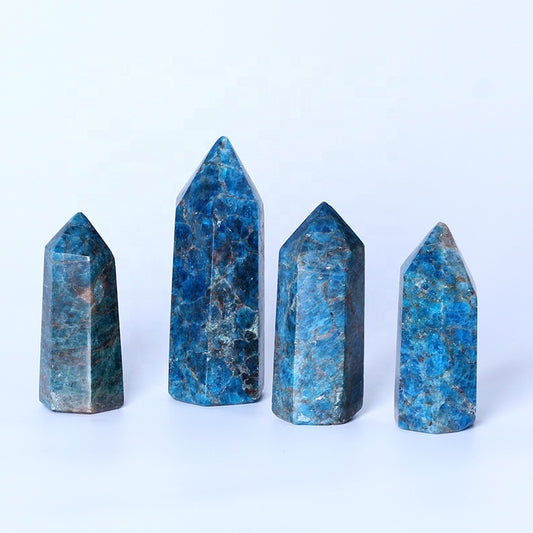 Polished Blue Apatite Obelisk Point Wand Tower Tock Crystal Single Points