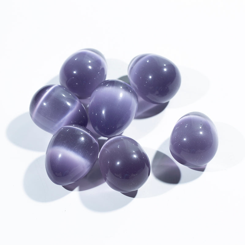 Hand carved crystal egg purple cat eye stone crystal egg for massage