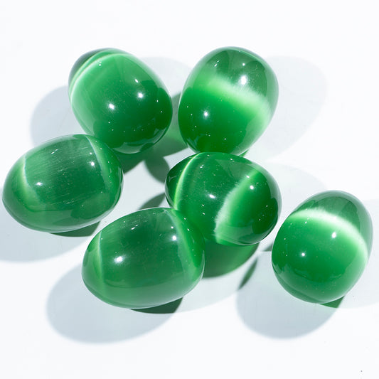 Venta al por mayor de piedras preciosas naturales huevo verde ojo de gato Yoni huevos cristalinos huevos vaginales para curar