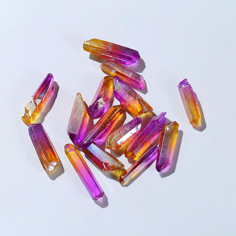 Varilla de cristal de aura de la suerte bicolor natural