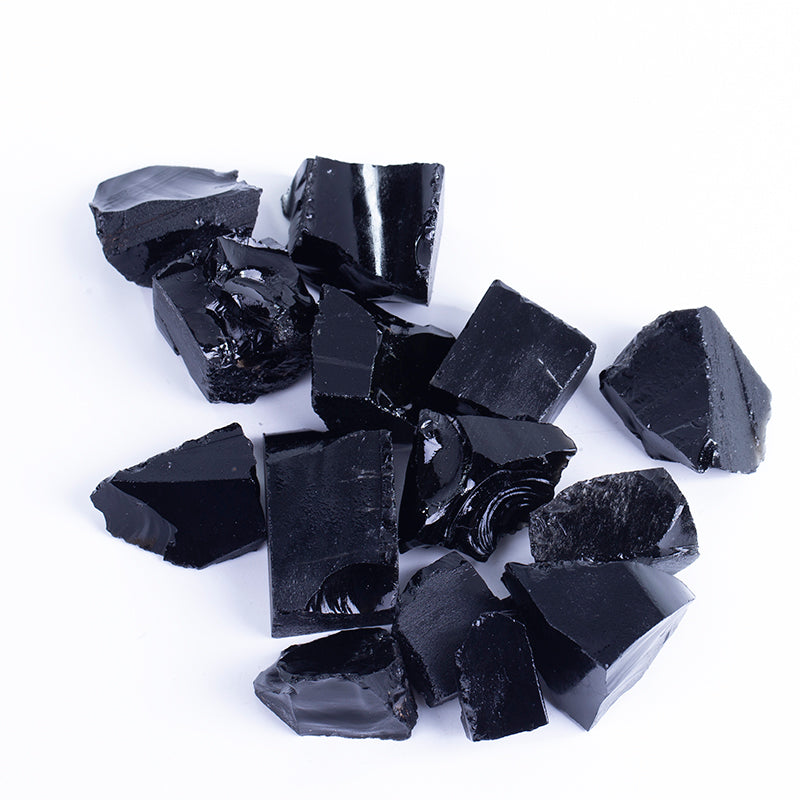 Black obsidian raw crystal gravel
