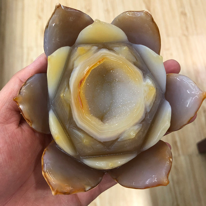 Venta al por mayor de loto de geoda de ágata de cristal tallado Natural disponible para decoración