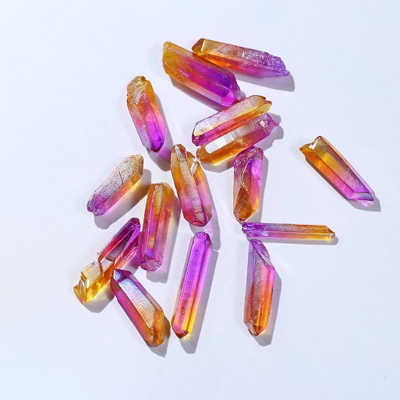 Varilla de cristal de aura de la suerte bicolor natural