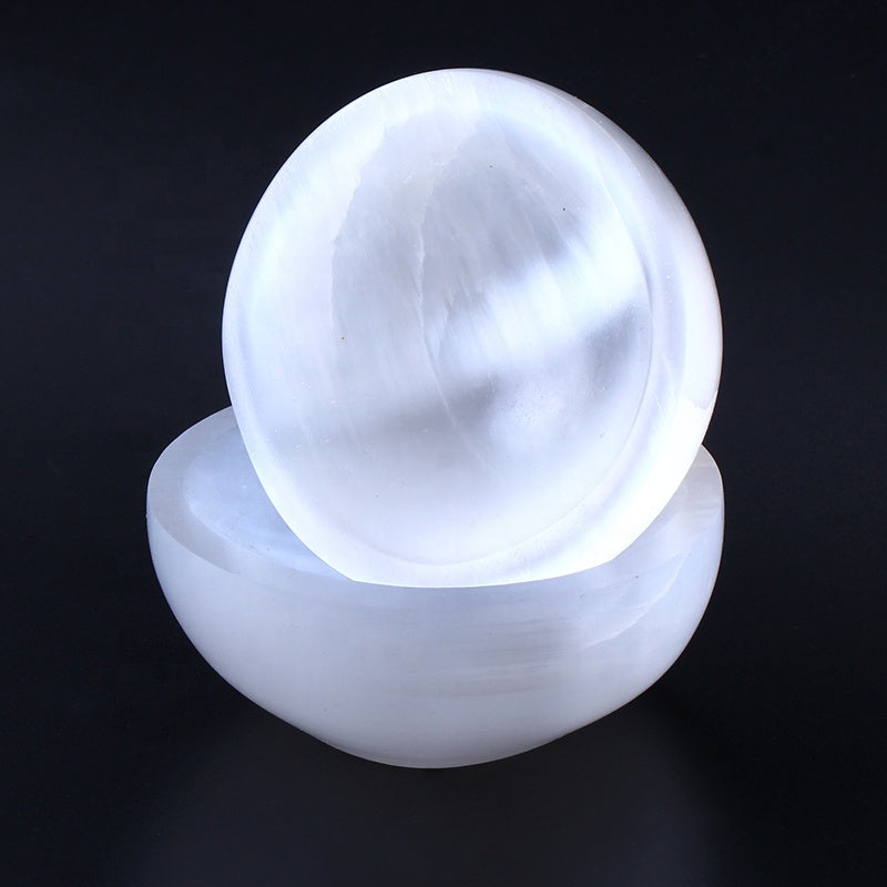 Natural High Quality Hand Made Craft Selenite Crystal Bowl Round Shape Selenite Bowl For Home Decoration