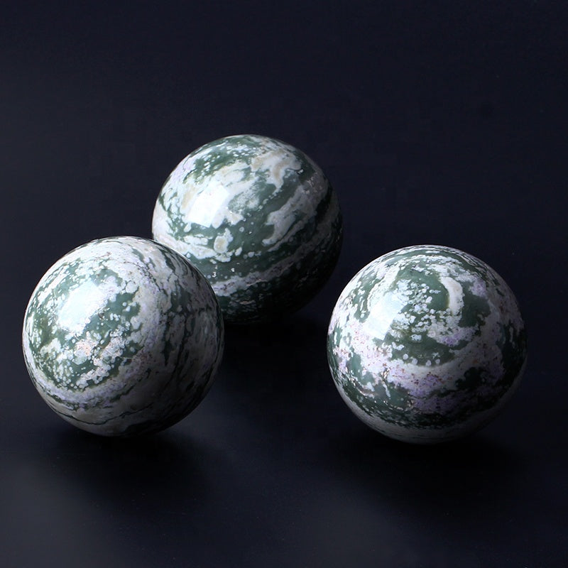 Natural Healing Crystal Qinhai Green Jade Ball Gemstone Sphere For Decoration