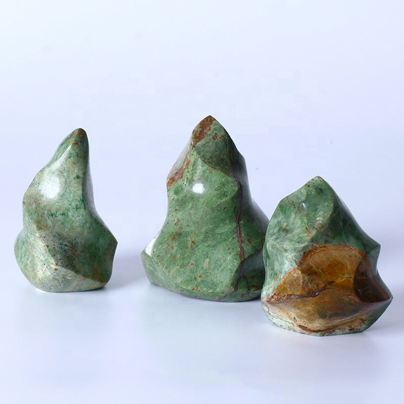 Piedra de soporte de antorcha de piedras preciosas de cristal curativo de llama de ópalo verde Natural para decoración del hogar