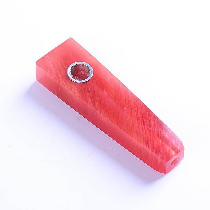 Pipa para fumar de cristal de cuarzo de piedra de fundición roja
