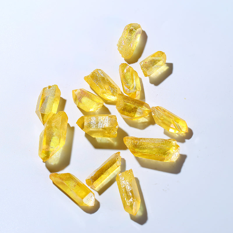 Big Size Wholesale Natural Yellow Aura Quartz Mineral Angel Crystal Points for Pendant
