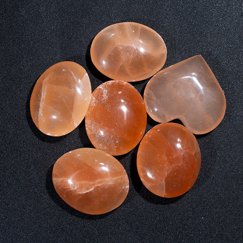 Natural morocco gypsum palm stone healing orange selenite stone
