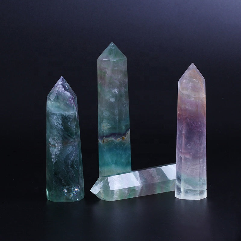 Crystal Rainbow Fluorite Wand Point Quartz Crystal Tower