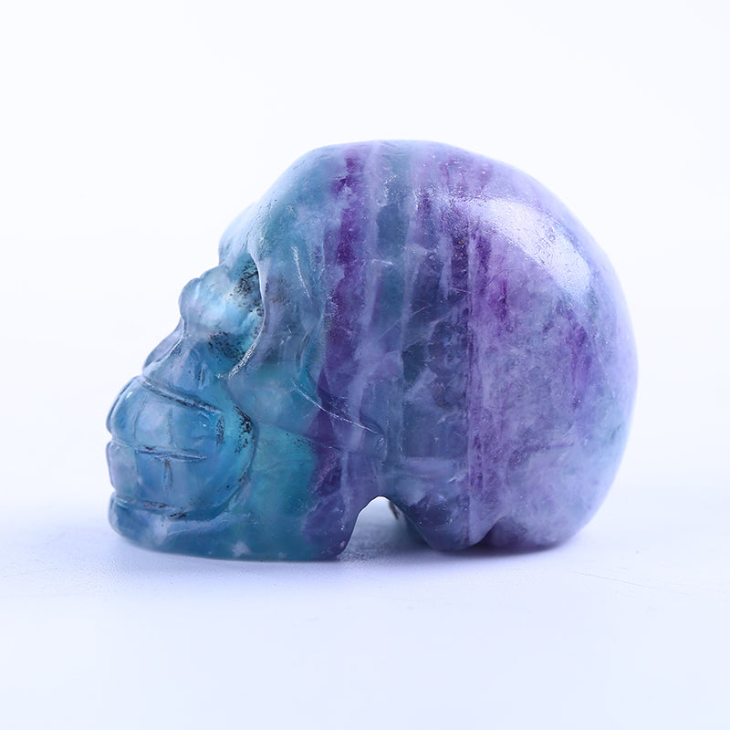 Calavera de cristal de cuarzo fluorita arcoiris