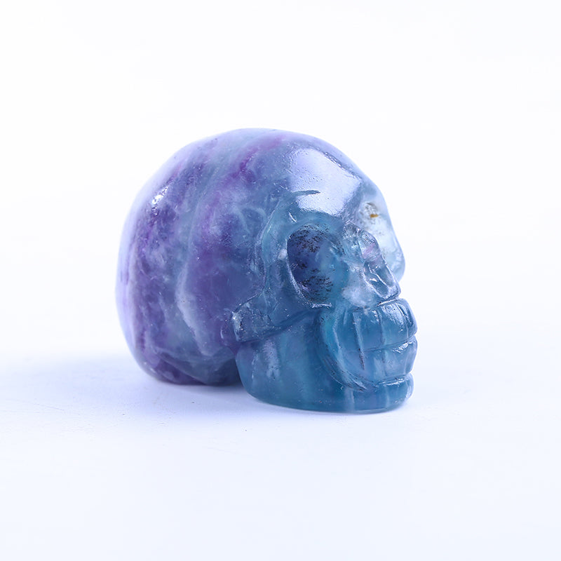 Calavera de cristal de cuarzo fluorita arcoiris
