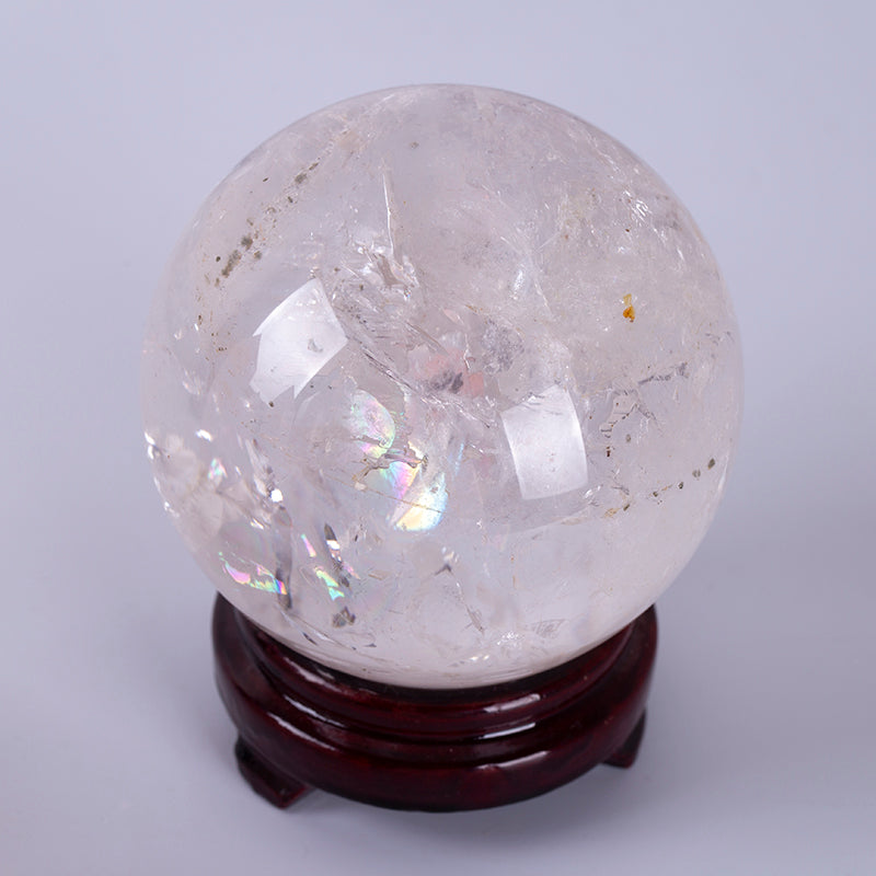 Bola de cristal blanca de cuarzo transparente arcoíris pulido de cristal Natural