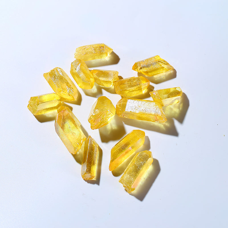 Big Size Wholesale Natural Yellow Aura Quartz Mineral Angel Crystal Points for Pendant