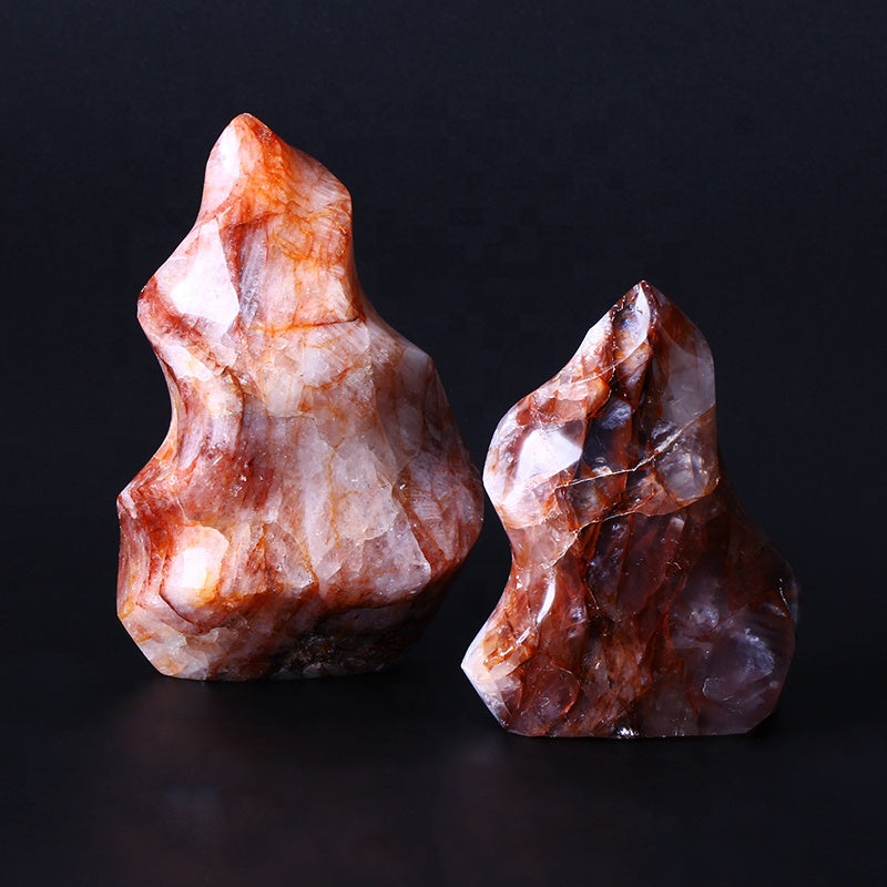 Natural Red Glue Flower Flame Healing Crystal Gemstone Torch Stand Stone For Home Decoration