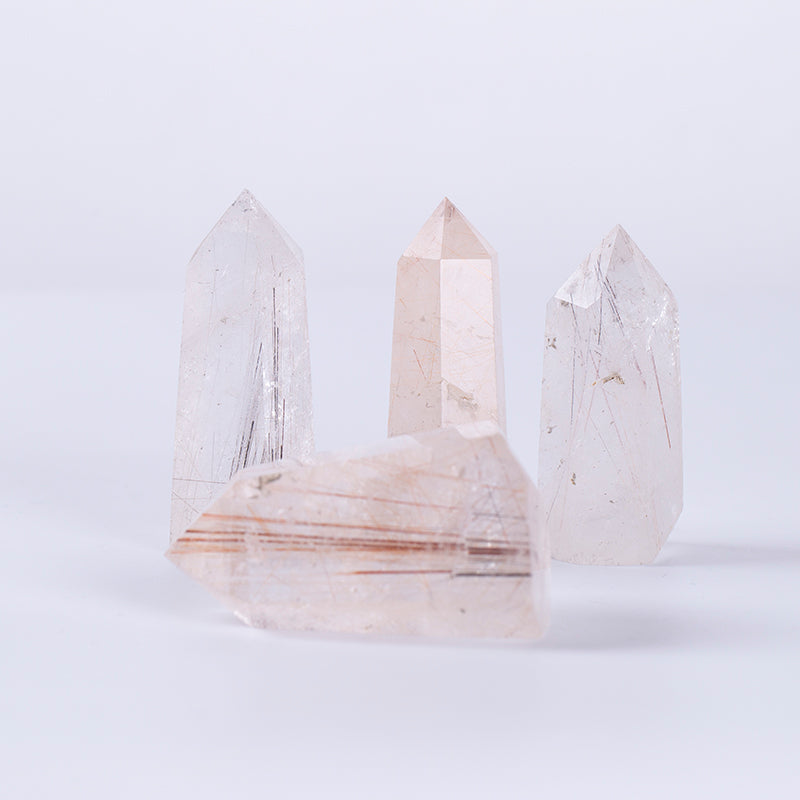 Venta al por mayor de puntos de varita de cristal de Reiki de Cuarzo rutilado de oro Natural para regalo
