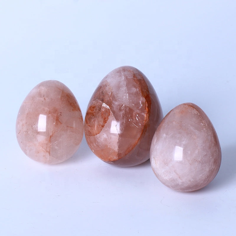 New arrival Healing Crystal Reiki Gemstone Collectible Decorative Red Fire Quartz Crystal Eggs For Gifts