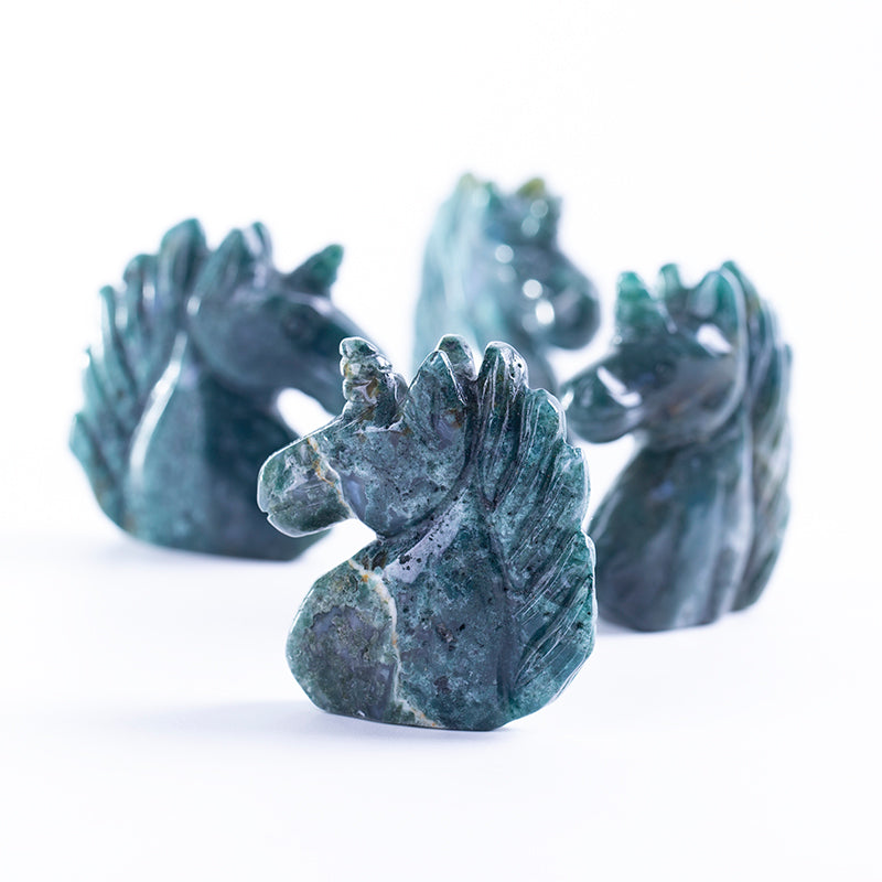 Natural crystal engraving aquatic agate unicorn