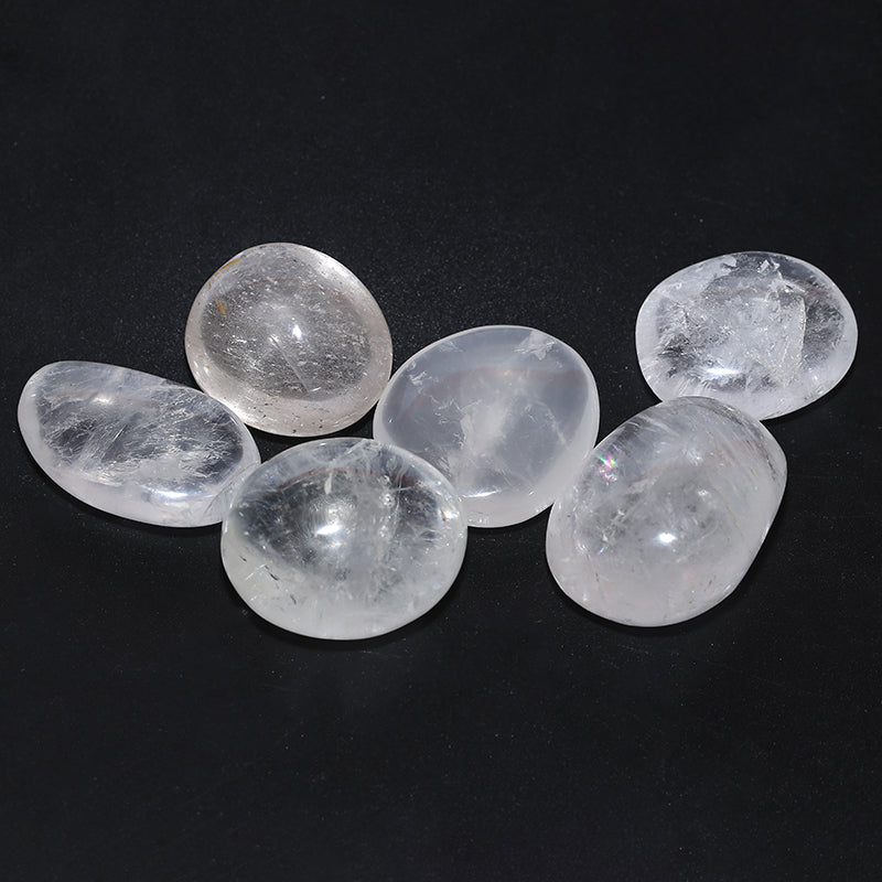 Crystal clear quartz palm stone healing