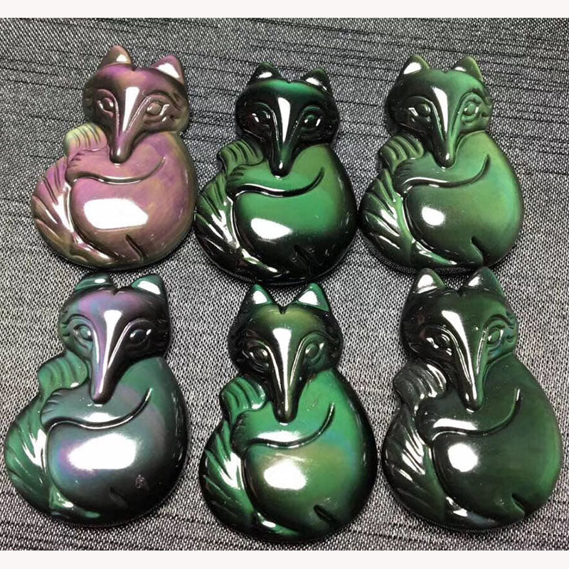 Natural colored obsidian crystal carving legends pendant